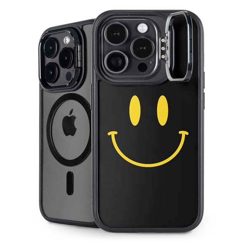 Black Happy Face iPhone 15 Pro Kickstand Case